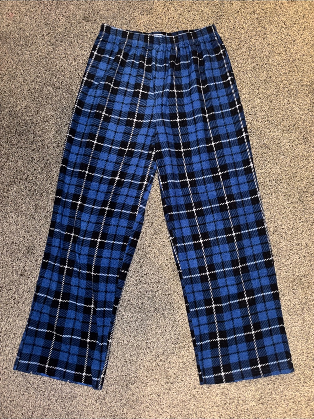Cuddl Duds Blue and Black Plaid Pajama Bottoms